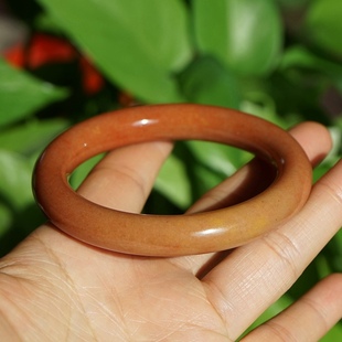 22#内径54MM正品天然泥石手镯红泥石金丝玉手镯彩玉彩石红色圆条