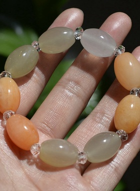 28# 正品天然新疆戈壁玉 彩色金丝玉手链 彩玉彩石 桶珠腰鼓珠