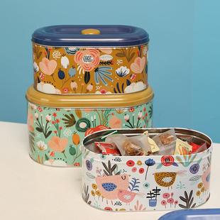铁盒收纳盒桌面可爱零食糖果干带盖铁罐子储物密封罐 欧式