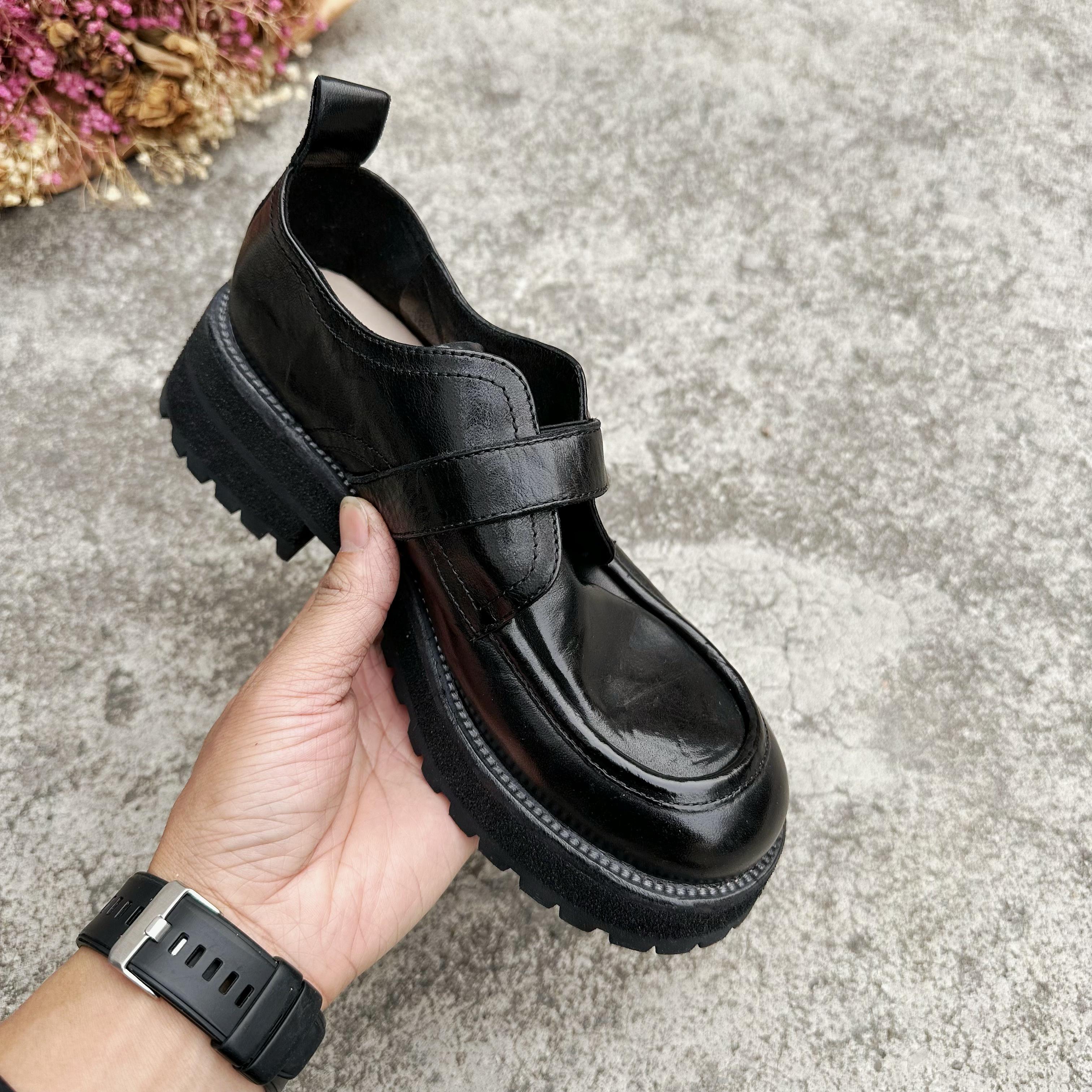 水洗2024新款乐福鞋厚底复古