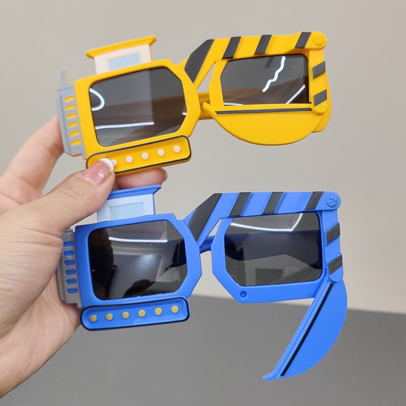 儿童太阳镜卡通挖掘机造型宝宝硅胶眼镜男童女童墨镜偏光防紫外线