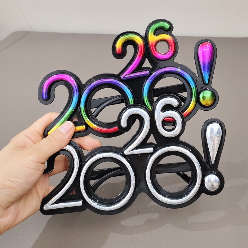 2026数字新年眼镜闺蜜聚会情侣搞怪拍照镜框元旦跨年晚会装饰道具