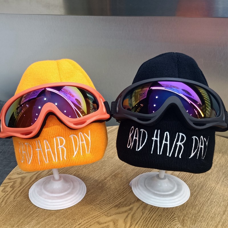 秋冬天儿童毛线帽男孩滑雪护目眼镜帽子女宝宝针织保暖帽帅气酷冬