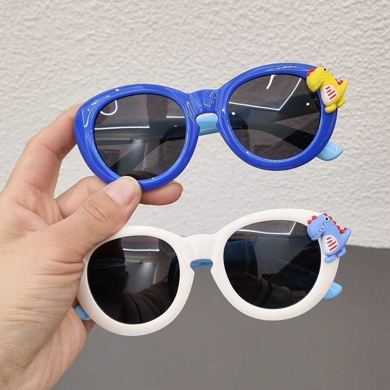 儿童偏光防晒太阳镜男女童卡通恐龙造型墨镜宝宝硅胶眼镜防紫外线
