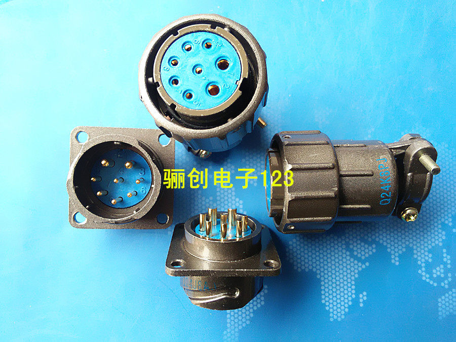 圆形连接器 Q24K8PJ Q24J8AJ 8芯插头插座 2个粗针接头 咨询信息