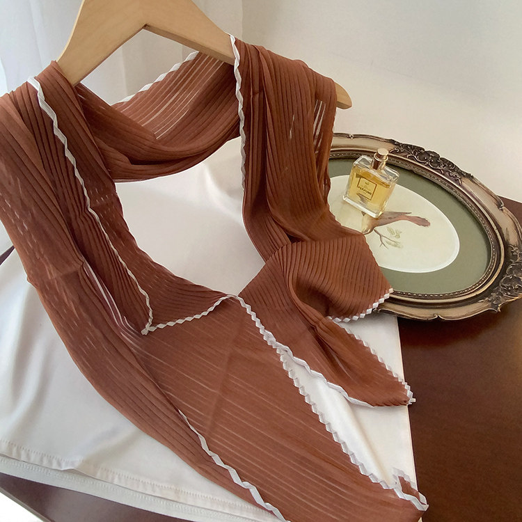 珠光感不对称斜角气质百搭装饰小丝巾领巾女春秋薄围巾褶皱长条,服饰配件/皮带/帽子/围巾,围巾/丝巾/披肩,淘宝优惠券,粉丝福利购,淘宝优惠卷