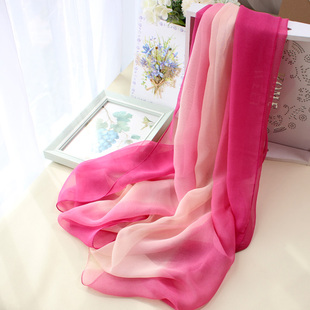 渐变色丝巾女春秋薄款乔其纱纱巾形体舞蹈走秀大尺寸围巾沙滩披肩