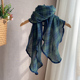 新款 保暖围脖 绿色小格子棉麻围巾女春秋褶皱披肩文艺百搭纱巾冬季