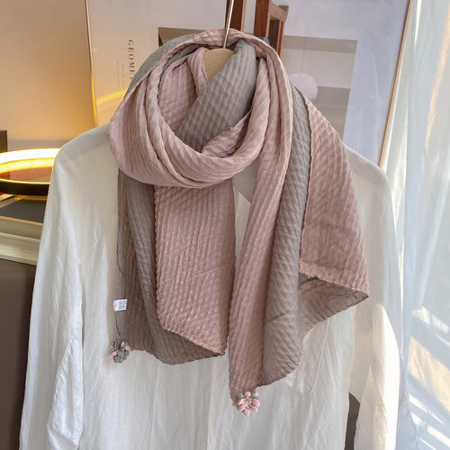 春秋冬季褶皱韩版女双面围巾