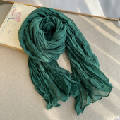 纯色压皱棉麻围巾文艺百搭褶皱纱巾女春秋柔软透气丝巾秋冬季 保暖