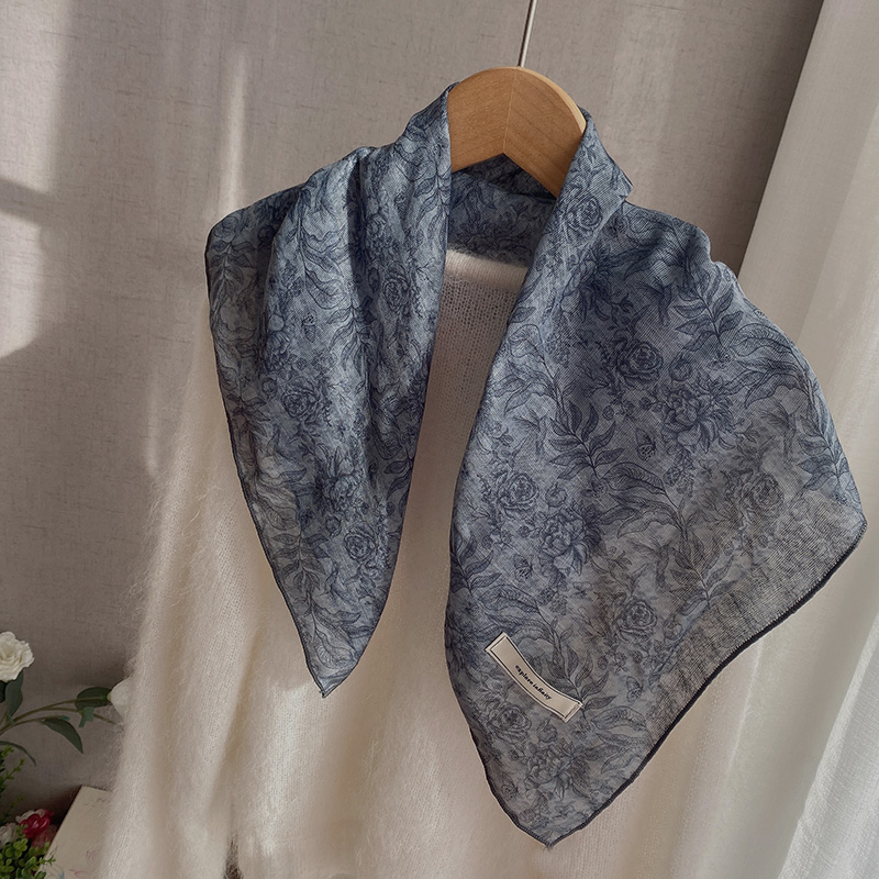 新款国风70cm棉麻方巾女春秋围巾