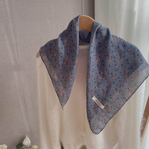 透气棉麻围巾碎花方巾复古文艺女