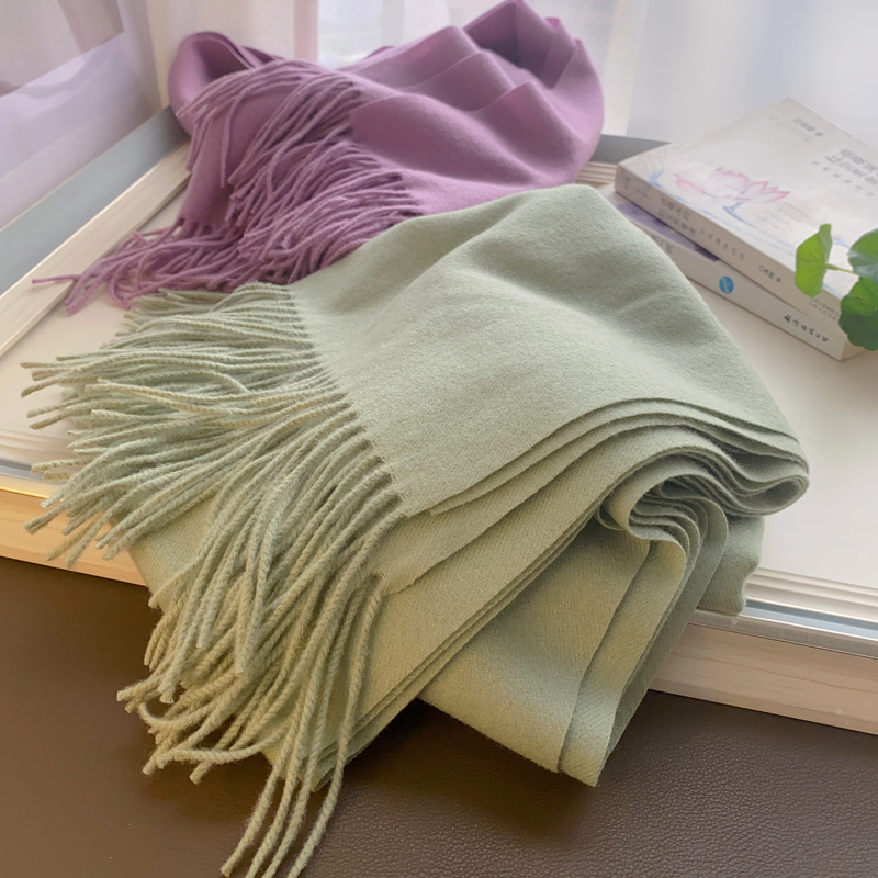 温暖姜糖色冬柔软韩版女纯色围巾