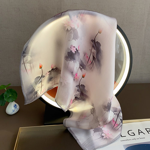 彼岸楚春秋中国风女桑蚕丝小方巾