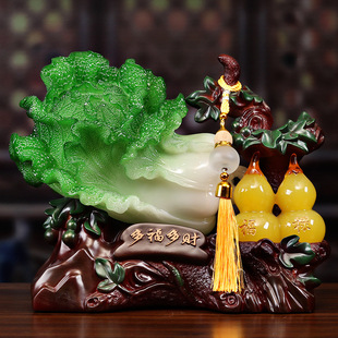 玉白菜摆件聚财公司开业送礼客厅办公桌装 饰厂价直销一件代发