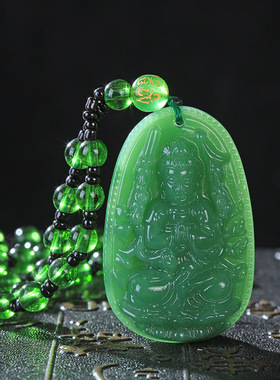 仿绿玉八大守护神吊坠男女款十二生肖本命佛东陵玉挂坠毛衣链新款