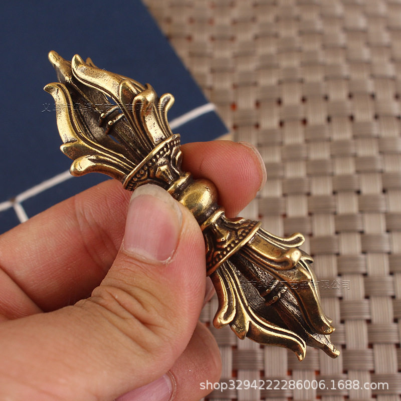 黄铜复古做旧西藏密宗法器大号金刚杵宝杵降魔杵摆件饰品护身符