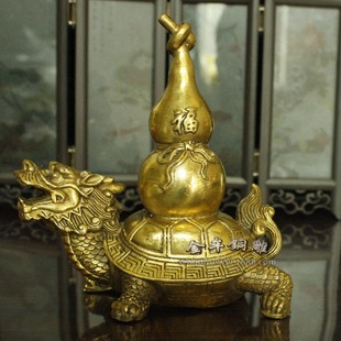 纯黄铜葫芦龙龟摆件 办公家居金属摆设批发
