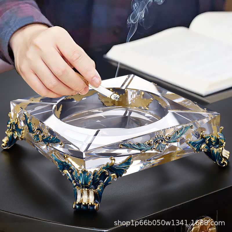 烟灰缸珐琅彩创意个性潮流轻奢大气上档次客厅高级感青花瓷手工