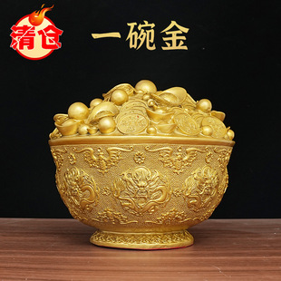 精品黄铜聚宝盆摆件招财聚财铜盆铜碗金属工艺礼品摆件厂家批发