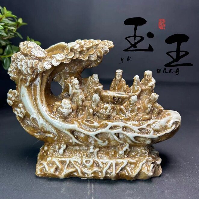 玉石人物山水摆件翡翠芙蓉石工艺品奇石原石石雕居家办公乔迁送礼