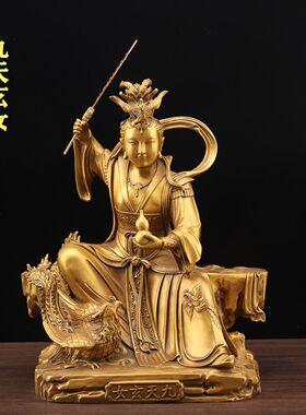黄铜九天玄女神像战争女神人物摆件玄女娘娘家居寺庙祠堂供奉摆件