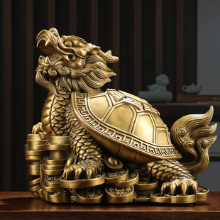 纯铜八卦龙龟摆件子母龙龟铜器工艺品金钱龟家具办公室装 饰品礼品
