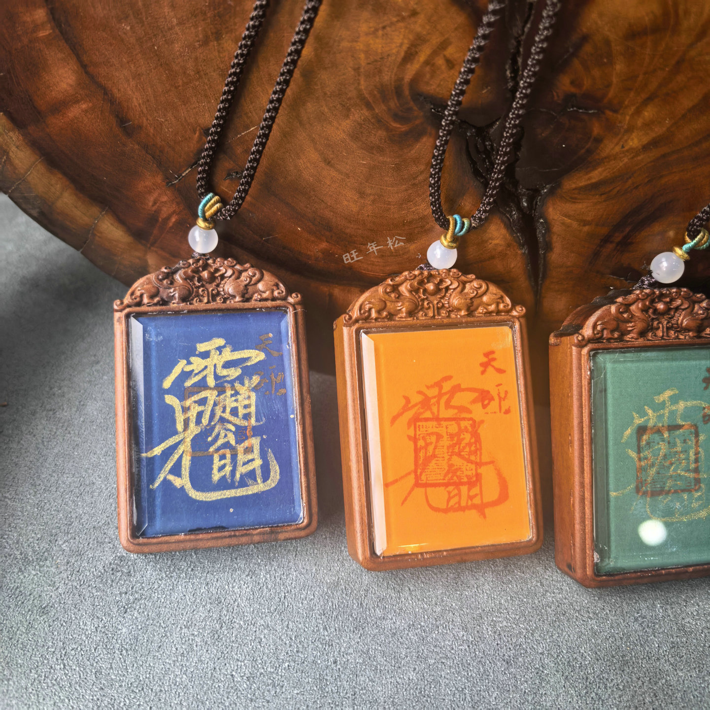 道家用品纯手绘唐卡牌雷击枣木紫薇讳吊坠挂件雷祖讳吊坠赵公明讳