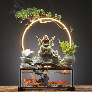 财源滚滚招财流水生财摆件鱼缸循环水车转运球客厅桌面办公室礼品