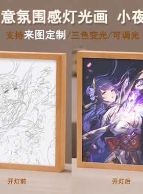 OQB流浪者灯光画纸雕灯万叶散兵小夜灯原神装饰相框桌面床头摆件