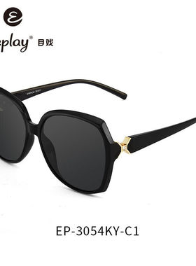 目戏太阳镜女款TR墨镜灰色片女士开车驾驶镜女士防UV眼镜3054-C1-