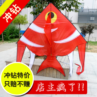 潍坊风筝成人新款 长尾大燕鱼风筝2米宽布拼大号燕鱼 中号燕鱼 包邮