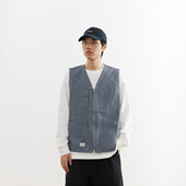 吃茶去chichaqu26春夏全棉重磅洗水做旧马甲复古工装 街头男女