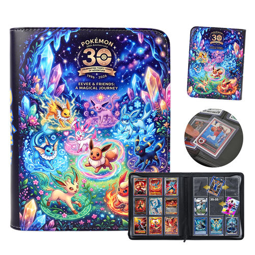 宝可梦卡夹卡册30周年高档皮质PTCG拉链35PT卡片收纳册卡牌收藏册