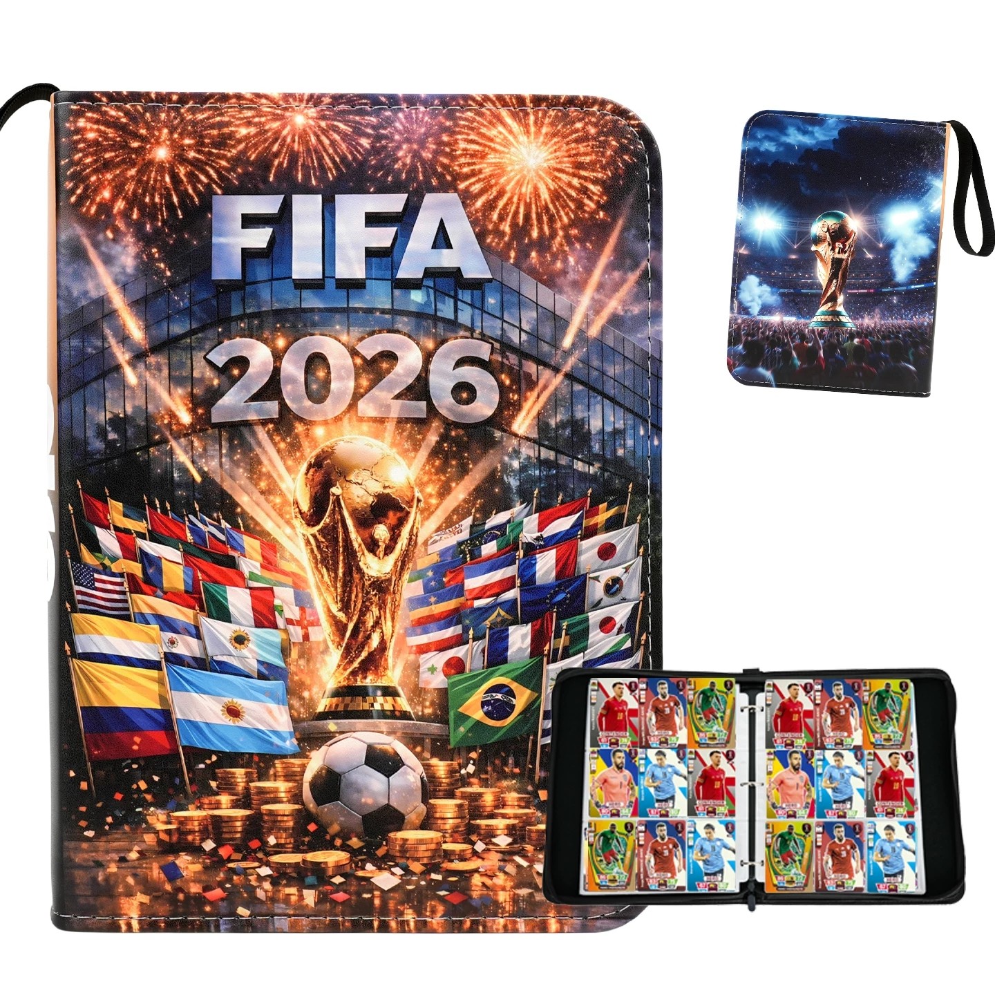 足球球星卡册C罗梅西世界杯帕尼尼卡片收藏册活页收纳包姆巴佩包,模玩/动漫/周边/娃圈三坑/桌游,动漫挂件/文具,淘宝优惠券,粉丝福利购,淘宝优惠卷