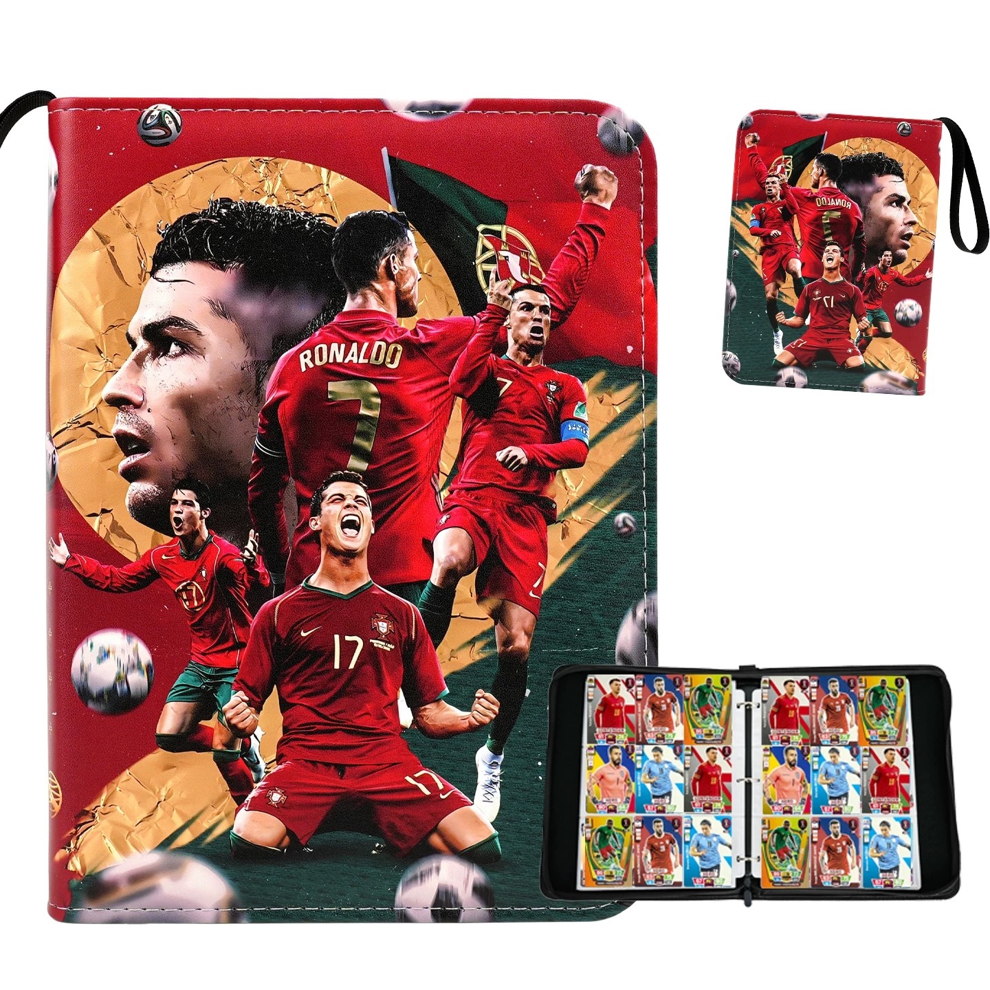 足球球星卡册C罗梅西世界杯帕尼尼卡片收藏册活页皮质卡包收纳盒,模玩/动漫/周边/娃圈三坑/桌游,动漫挂件/文具,淘宝优惠券,粉丝福利购,淘宝优惠卷
