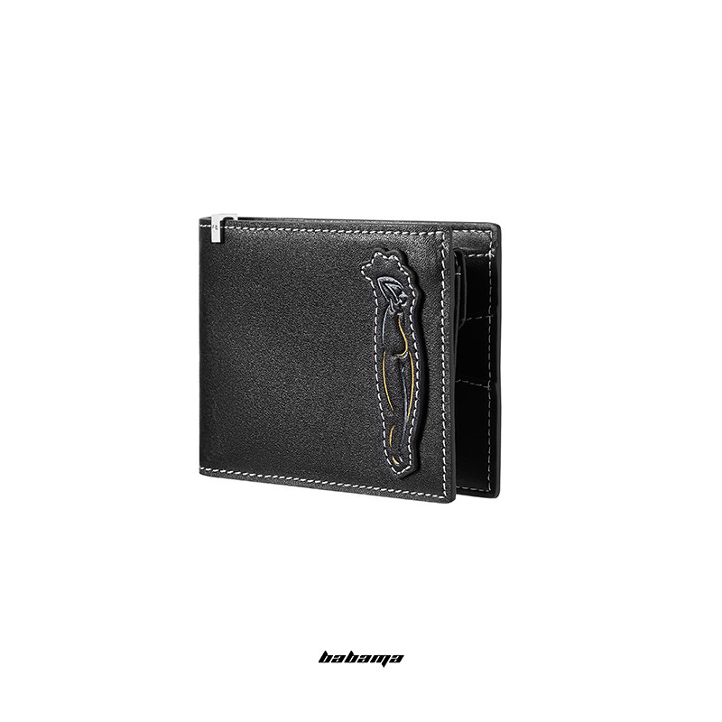 babama毕加索联名牛皮短款钱包时尚轻奢潮流男士卡包钱夹薄款皮夹