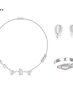 babama梁森联名机械心脏紫色猫眼石限定礼盒套装项链戒指耳钉女