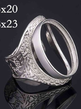 【今日热销】5银戒指托 宝石榴蜜蜡南红松石空托 大蛋面1520 1823