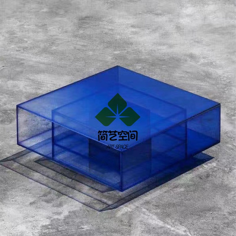亚克力茶几克莱因蓝色渐变现代客厅边几角几楼盘别墅倡议茶桌