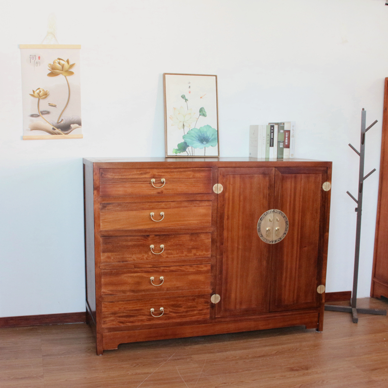 新中式香樟木衣柜多用途简约实木衣橱带抽屉红木家具卧室收纳储物