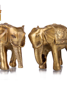天御阁纯铜大象摆件一对招财工艺品家居客厅玄关办公室桌面装饰品
