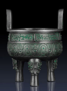 古叶家居纯黄铜克鼎办公室铜鼎客厅饰品青铜器摆件铜鼎香炉玄关开