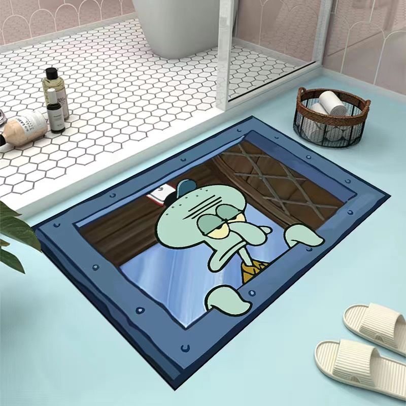 章鱼哥海绵宝宝浴室硅藻泥吸水卫生间门口防滑速干吸水脚垫地垫,居家布艺,家用脚垫,淘宝优惠券,粉丝福利购,淘宝优惠卷