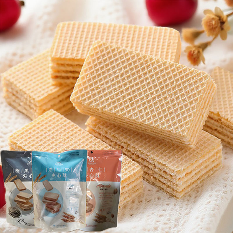 正品台湾进口明奇Minchip黑芝麻夹心酥杏仁牛奶夹心威化饼干零食