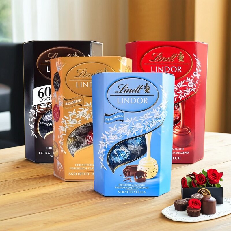 意大利进口lindt瑞士莲软心夹心巧克力球白黑朱古力喜糖年货手伴