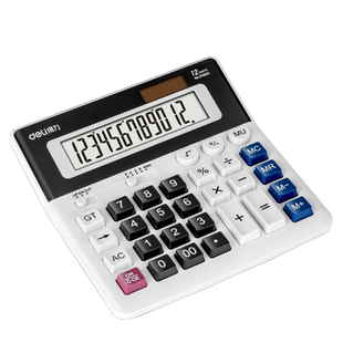 得力计算器会计财务机械键盘电脑按键太阳能电池双电源计算机大号大屏记忆功能商务办公多功能计算机器2136ES