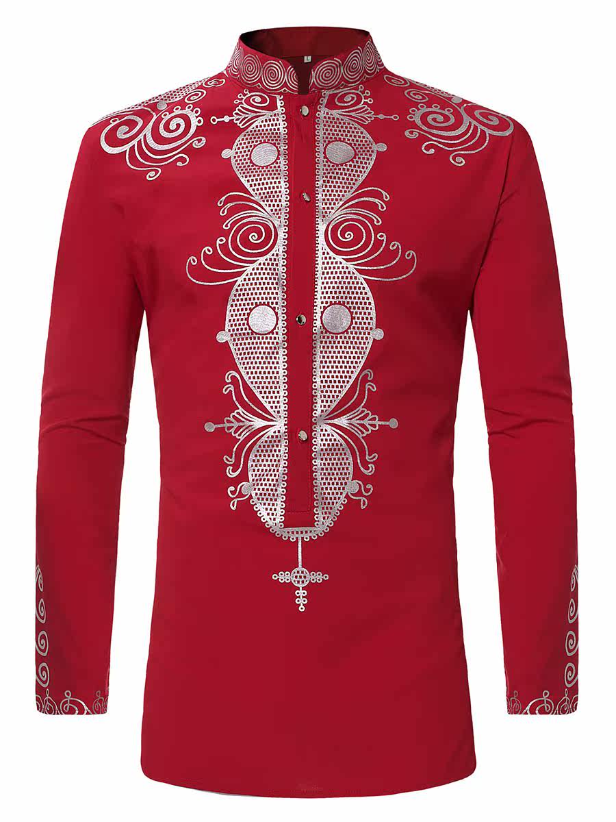 African style printed long sleeve stand collar shirtin the Men's clothing, Trousers  category - from Buy2taobao.com to provide professional Taobao agent buy service