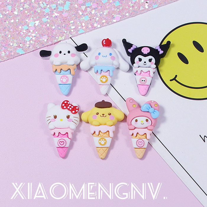 diy仿真奶油胶手机壳树脂配件可爱卡通甜筒冰淇淋玉桂狗发夹滴胶
