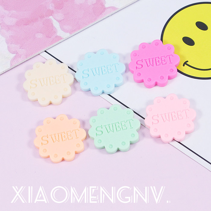 DIY仿真奶油胶手机壳树脂配件字母SWEET饼干糖果色自制饰品材料